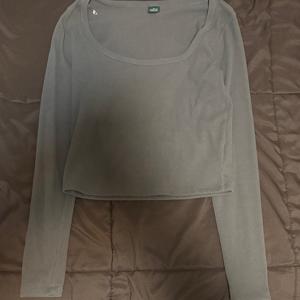 Wild Fable Charcoal Long Sleeve Crop Top